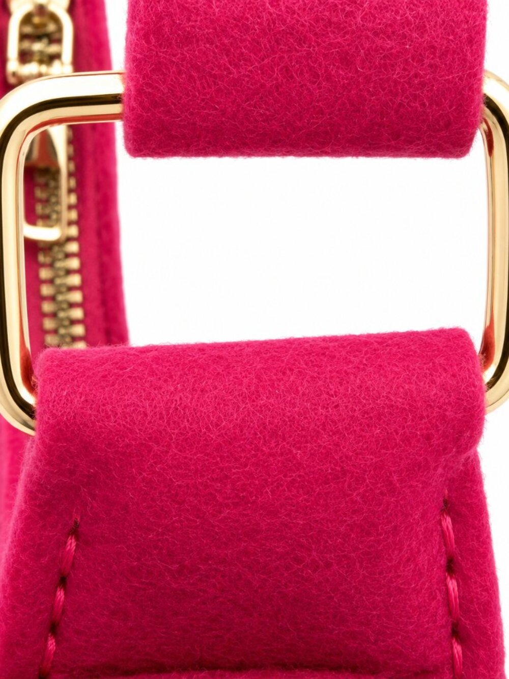 Pink Croc Embossed Felt Crescent Shoulder Bag Gold Hardware Mini Hobo Purse NEW - Picture 5 of 8